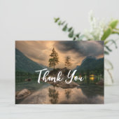 Avond-berg-foto van het meer bedankkaart (Staand voorkant)