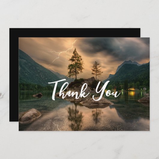 Avond-berg-foto van het meer bedankkaart (Voorkant / Achterkant)