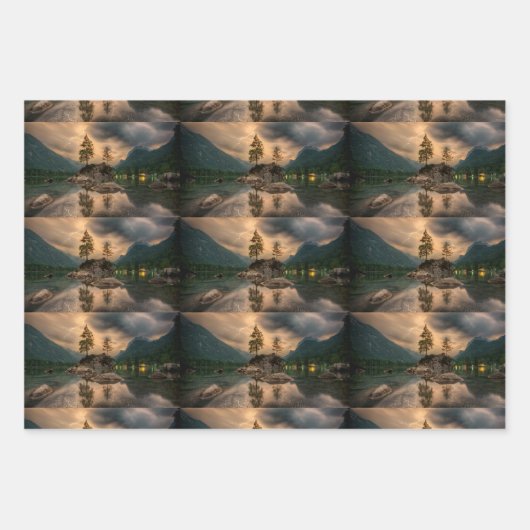 Avond bergmeer inpakpapier vel (Voorkant 3)