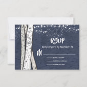 Avond Berk Boom Trouwen twinkeling lichten RSVP (Voorkant)