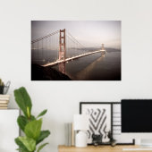 Avond bij de drukwerk Golden Gate Bridge Poster (Thuiskantoor)