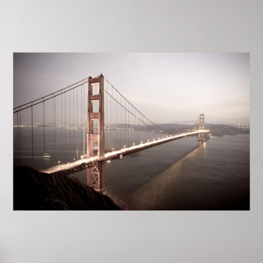 Avond bij de drukwerk Golden Gate Bridge Poster (Voorkant)
