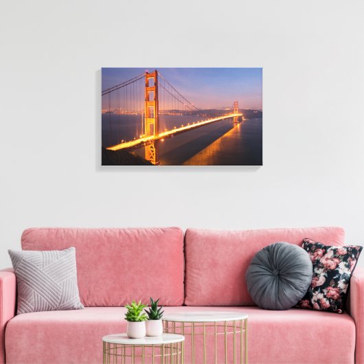 Avond bij de Golden Gate Bridge Canvas Afdruk (Insitu (Woonkamer))