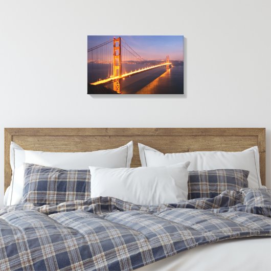 Avond bij de Golden Gate Bridge Canvas Afdruk (Insitu (Slaapkamer))