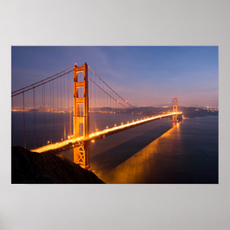 "Avond bij de Golden Gate Bridge" poster/gedrukte Poster