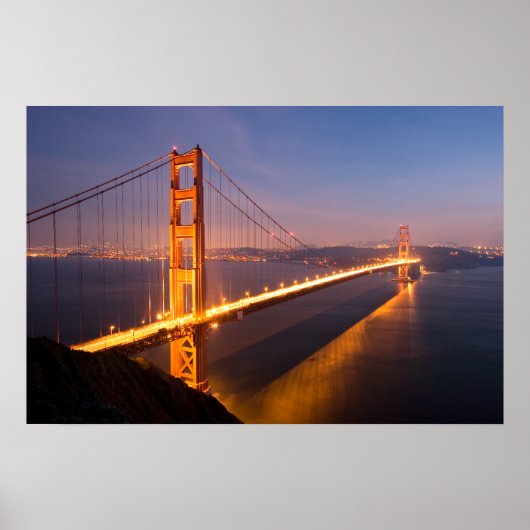 "Avond bij de Golden Gate Bridge" poster/gedrukte Poster (Voorkant)