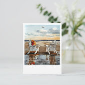 Avond bij het strand briefkaart (Staand voorkant)