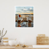 Avond bij het strand poster (Keuken)