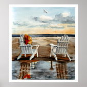 Avond bij het strand poster (Voorkant)