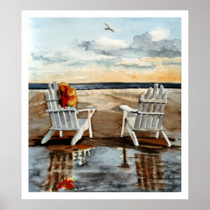 Avond bij het strand poster