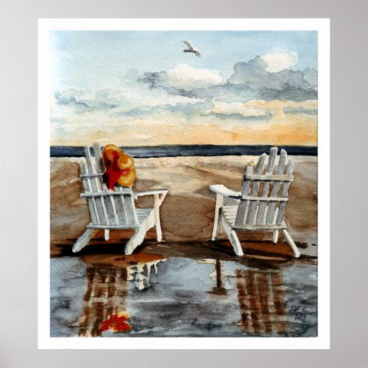 Avond bij het strand poster (Voorkant)