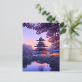 Avond bij Riverside Temple Briefkaart (Staand voorkant)