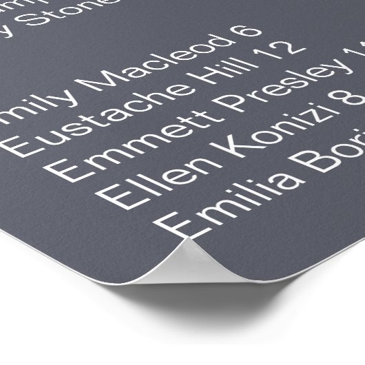 Avond Boho Alfabetical Wedding Seating Chart Poster (Hoek)