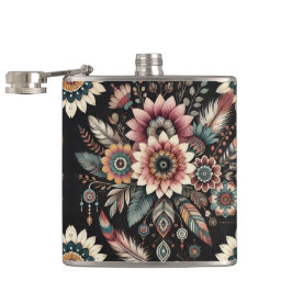 Avond Boho Bloemen Heupfles