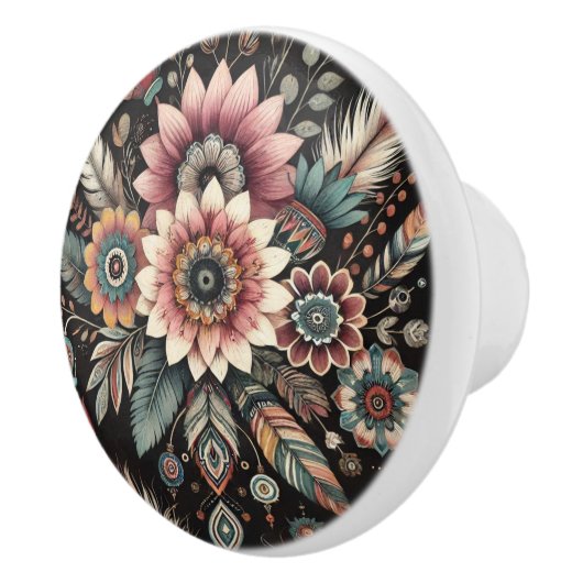 Avond Boho Bloemen Keramische Knop (Rechts)