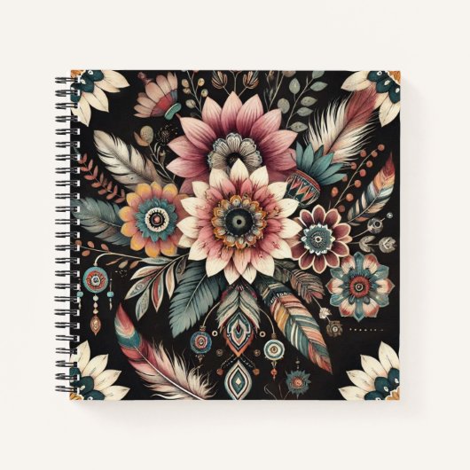 Avond Boho Bloemen Notitieboek (Voorkant)