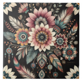 Avond Boho Bloemen Tegeltje