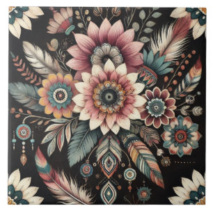 Avond Boho Bloemen Tegeltje