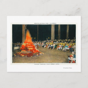 Avond Bonfire in Giant Forest Lodge Briefkaart