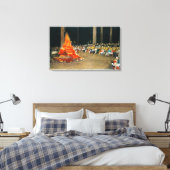 Avond Bonfire in Giant Forest Lodge Canvas Afdruk (Insitu (Slaapkamer))