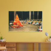 Avond Bonfire in Giant Forest Lodge Canvas Afdruk (Insitu (Woonkamer))