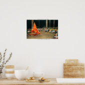 Avond Bonfire in Giant Forest Lodge Poster (Keuken)