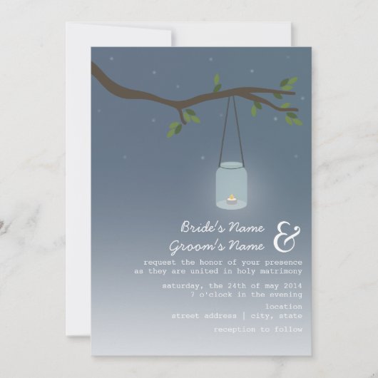 Avond buitenbruiloft - Mason Jar met kaars Kaart (Voorkant)