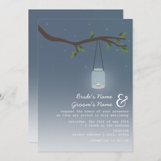 Avond buitenbruiloft - Mason Jar met kaars Kaart (Voorkant / Achterkant)