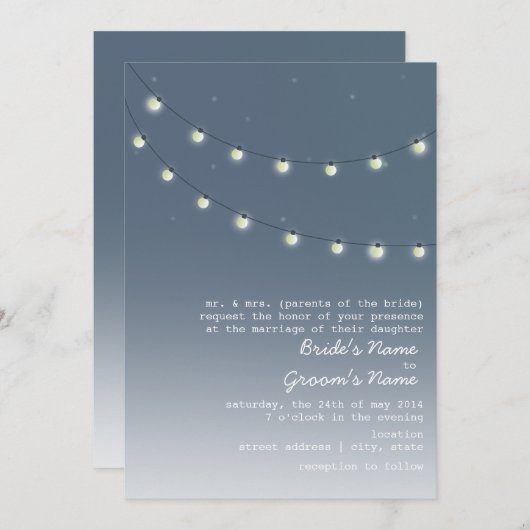 Avond buitenbruiloft - reeks lichten kaart (Voorkant / Achterkant)