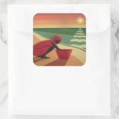 Avond Calm 2003 Vierkante Sticker (Tas)