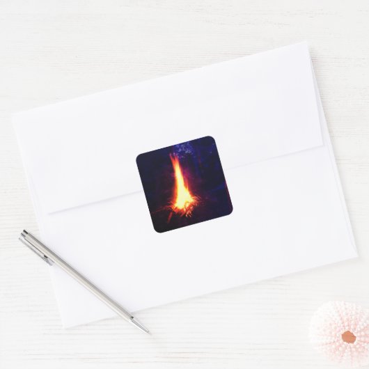 Avond Campfire Vierkante Sticker (Envelop)