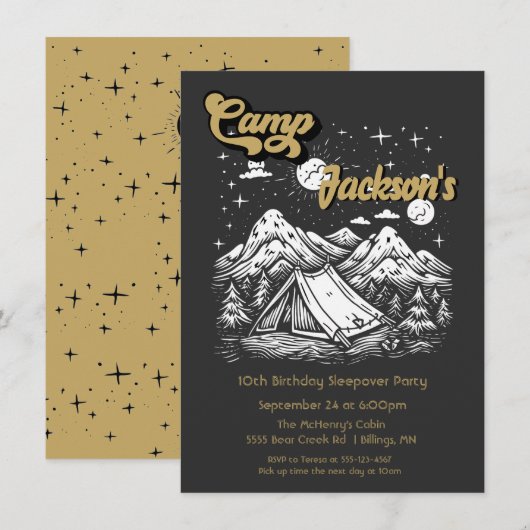 Avond Camping Woodland Verjaardagsfeest Kaart (Voorkant / Achterkant)