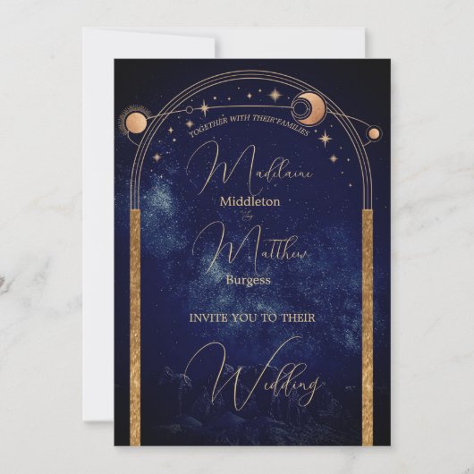 Avond Celestial Sky Elegant Bruiloft Kaart (Voorkant)