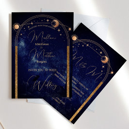 Avond Celestial Sky Elegant Bruiloft Kaart