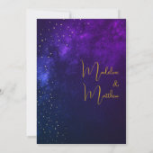 Avond Celestial Sky Gold Sterren Moderne bruiloft Kaart (Achterkant)