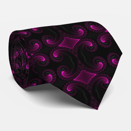 Avond Dageraad Magenta Artistieke Fractale Kunst Stropdas (Opgerold)
