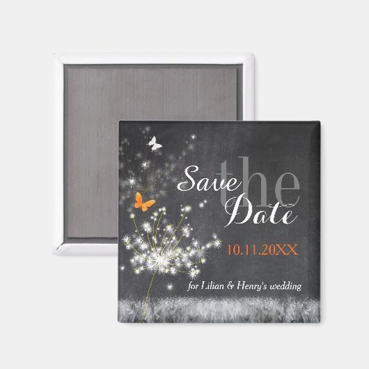 Avond Dandelions Wedding sparen de Datum Magneet (Voorkant / Achterkant)