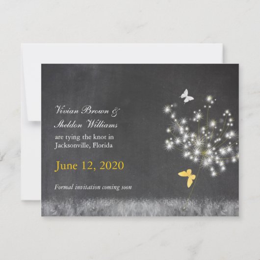 Avond Dandelions Wedding sparen de Datum Save The Date (Achterkant)