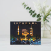 Avond. De Sultan Ahmed Mosque. Briefkaart (Staand voorkant)