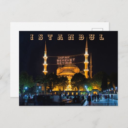 Avond. De Sultan Ahmed Mosque. Briefkaart (Voorkant / Achterkant)