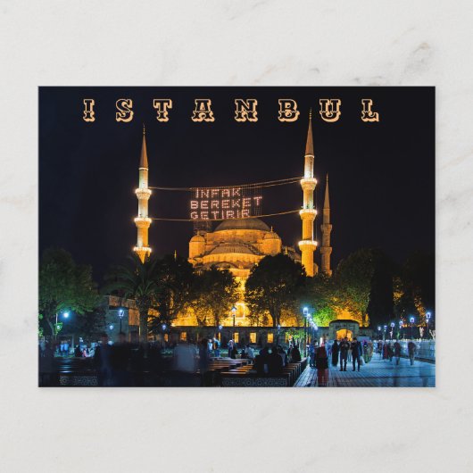 Avond. De Sultan Ahmed Mosque. Briefkaart (Voorkant)