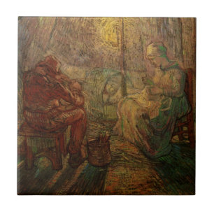 Avond - De Waakzaamheid door Vincent van Gogh Tegeltje