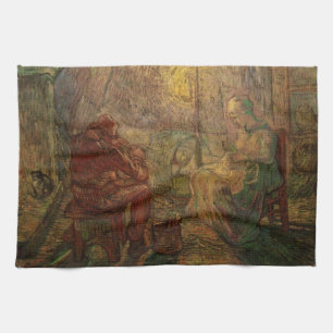 Avond - De Waakzaamheid door Vincent van Gogh Theedoek