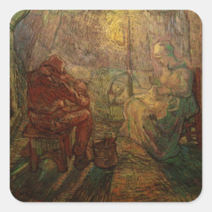 Avond - De Waakzaamheid door Vincent van Gogh Vierkante Sticker