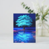 Avond door de Charming Blue Tree Briefkaart (Staand voorkant)