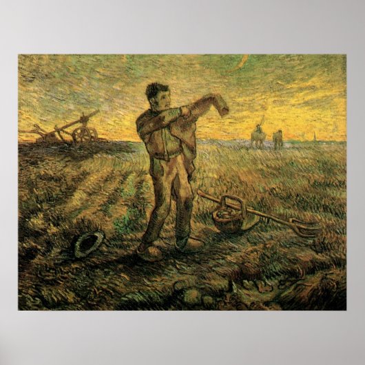Avond - Eind van de Dag door Vincent van Gogh Poster (Voorkant)