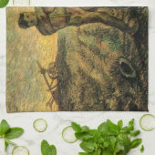 Avond - Eind van de Dag door Vincent van Gogh Theedoek (Gevouwen)