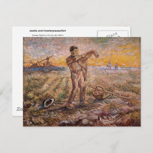 Avond, Eind van de Dag, Vincent van Gogh Briefkaart (Voorkant / Achterkant)