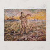 Avond, Eind van de Dag, Vincent van Gogh Briefkaart (Voorkant)