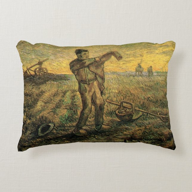 Avond - Einde van de Dag door Vincent van Gogh Accent Kussen (Voorkant)